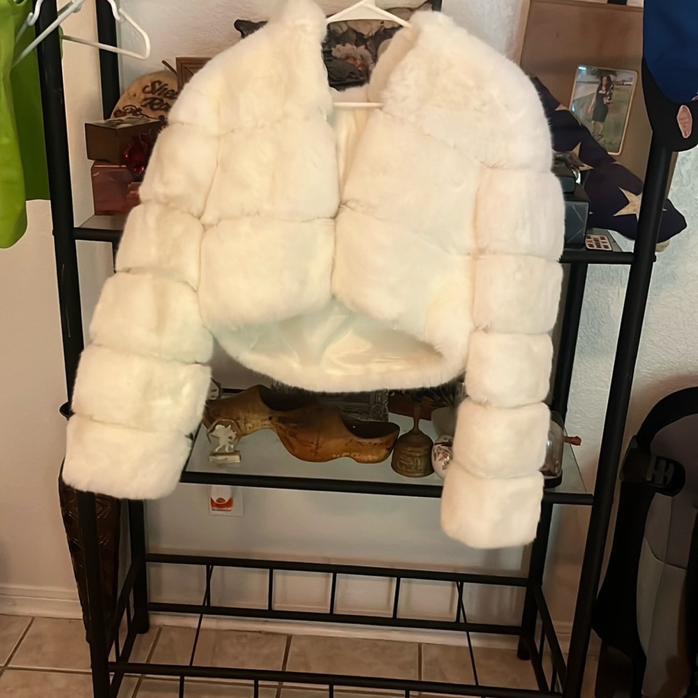 Cream Teddy Jacket with Plush Faux Fur Hood